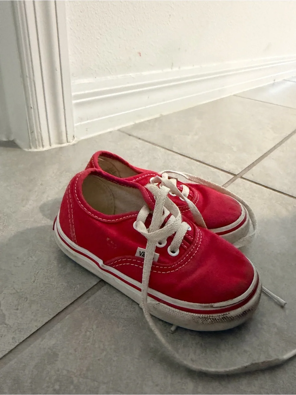 Vans Kids Red Canvas Lace-Up Sneakers